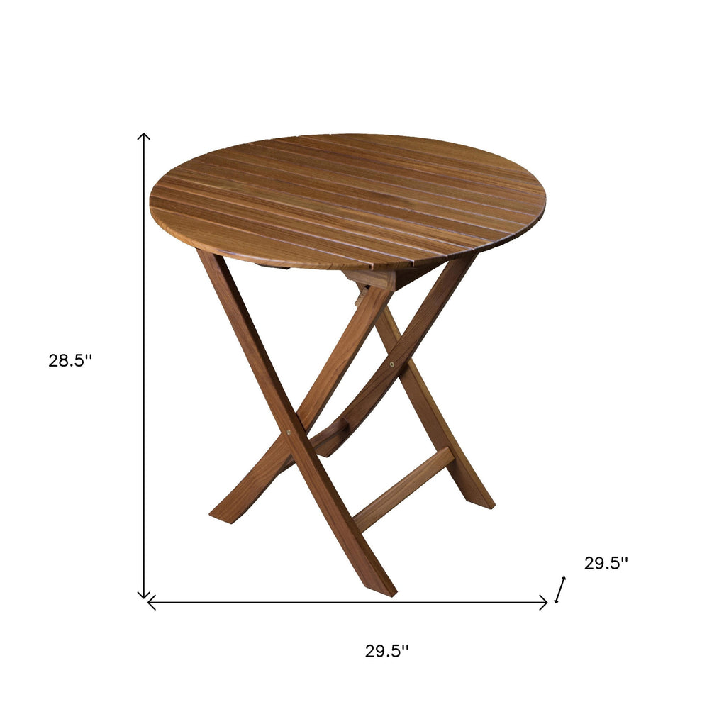 Brown Rounded Solid Wood Folding Outdoor Side Table By Homeroots | Outdoor Tables | Modishstore - 4
