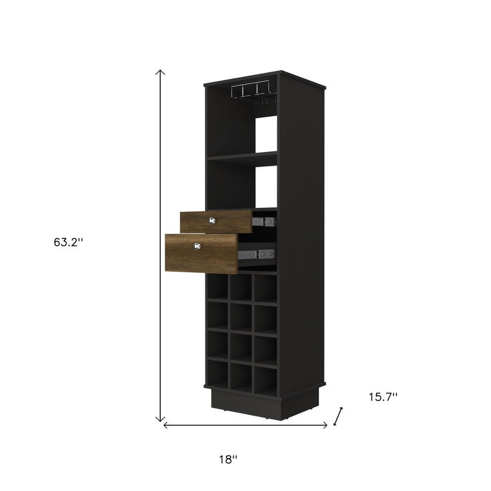Black Bar Cabinet With Two Drawers By Homeroots | Cabinets | Modishstore - 6
