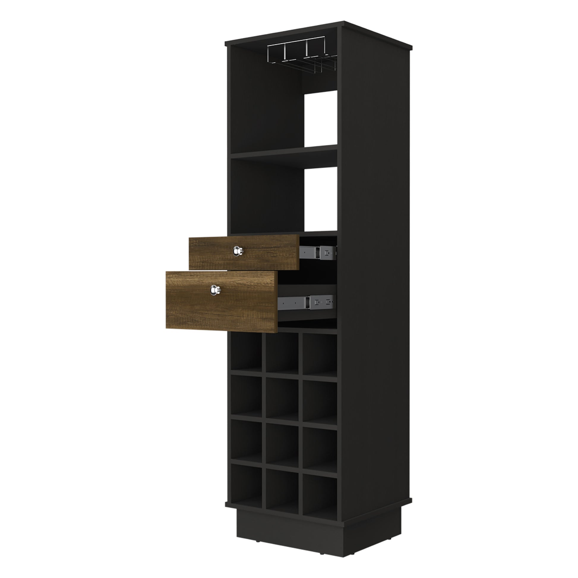 Black Bar Cabinet With Two Drawers By Homeroots | Cabinets | Modishstore - 2