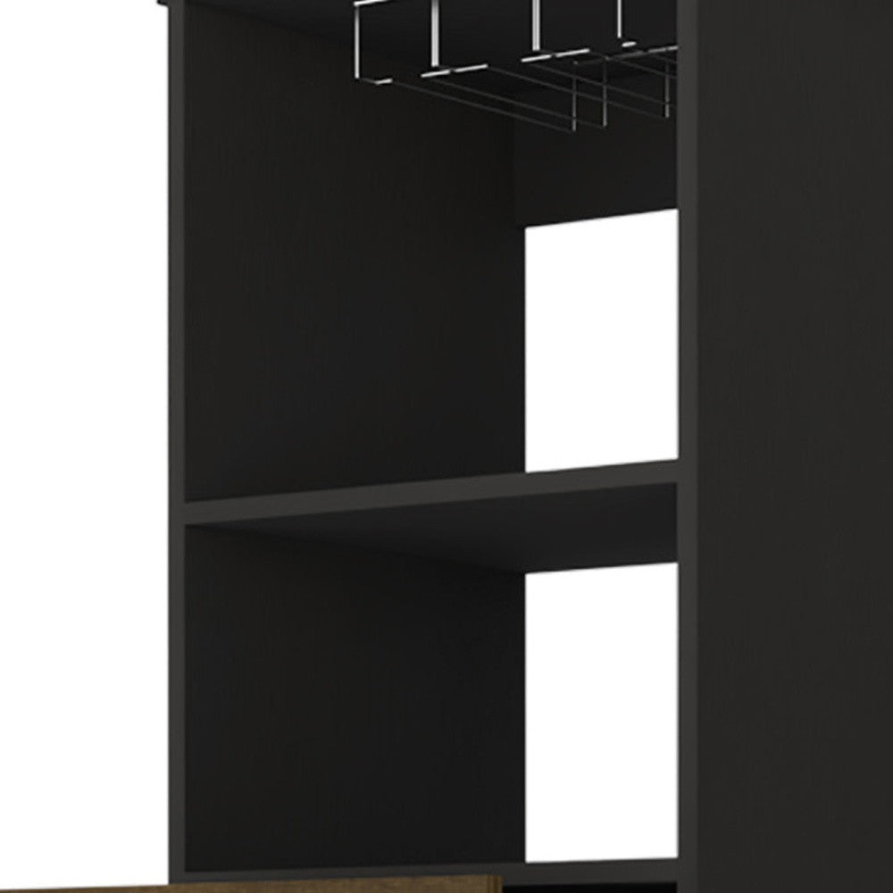 Black Bar Cabinet With Two Drawers By Homeroots | Cabinets | Modishstore - 4