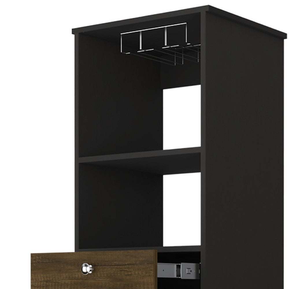 Black Bar Cabinet With Two Drawers By Homeroots | Cabinets | Modishstore - 5