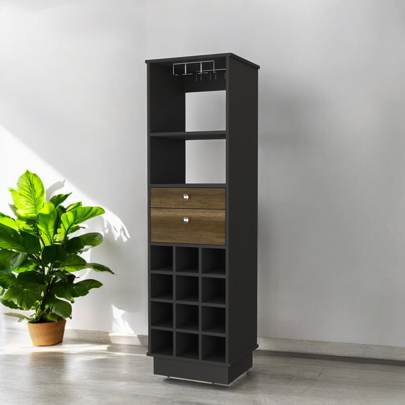 Black Bar Cabinet With Two Drawers By Homeroots | Cabinets | Modishstore - 1