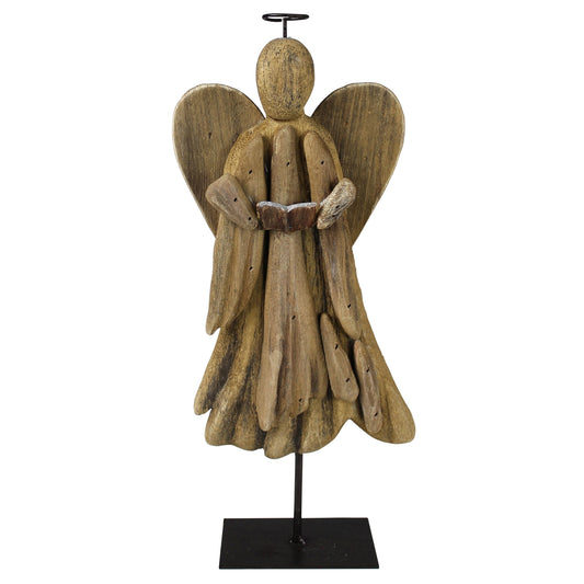 Angel on Stand, Wood - Wings Down Set Of 4 By HomArt | Ornaments | Modishstore