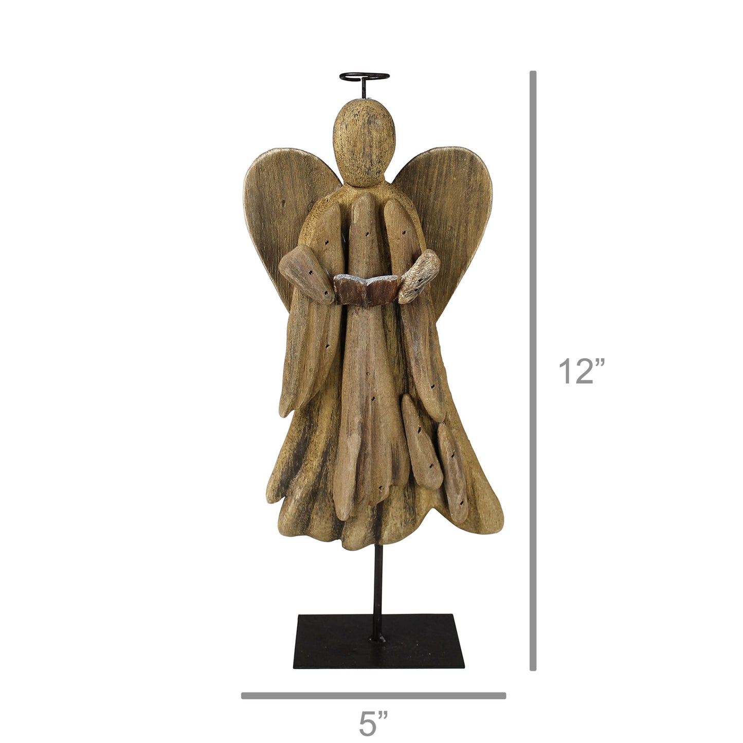 Angel on Stand, Wood - Wings Down Set Of 4 By HomArt | Ornaments | Modishstore - 2