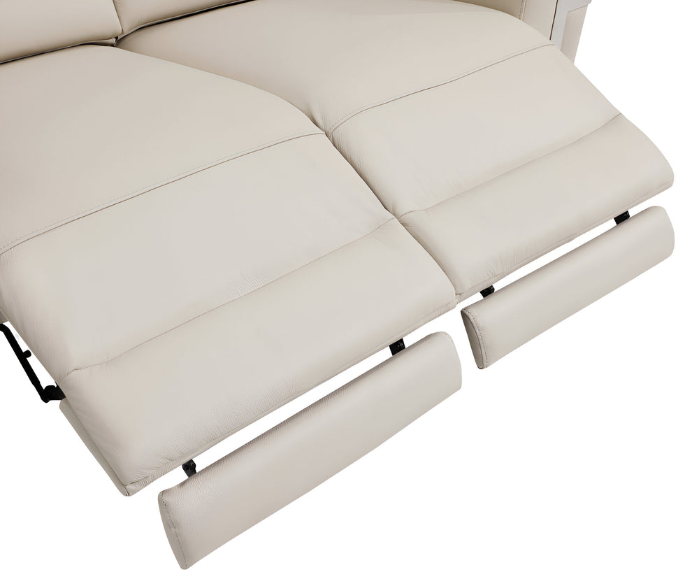Beige Italian Leather USB Reclining Sofa With Silver Legs By Homeroots | Sofas | Modishstore - 3