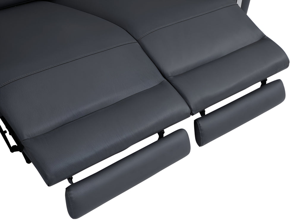Dark Gray Italian Leather USB Reclining Sofa With Silver Legs By Homeroots | Sofas | Modishstore - 5