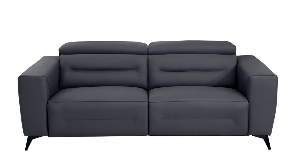 Gray Italian Leather USB Reclining Sofa With Black Legs By Homeroots | Sofas | Modishstore - 2