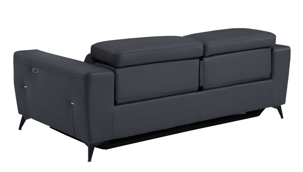 Gray Italian Leather USB Reclining Sofa With Black Legs By Homeroots | Sofas | Modishstore - 4