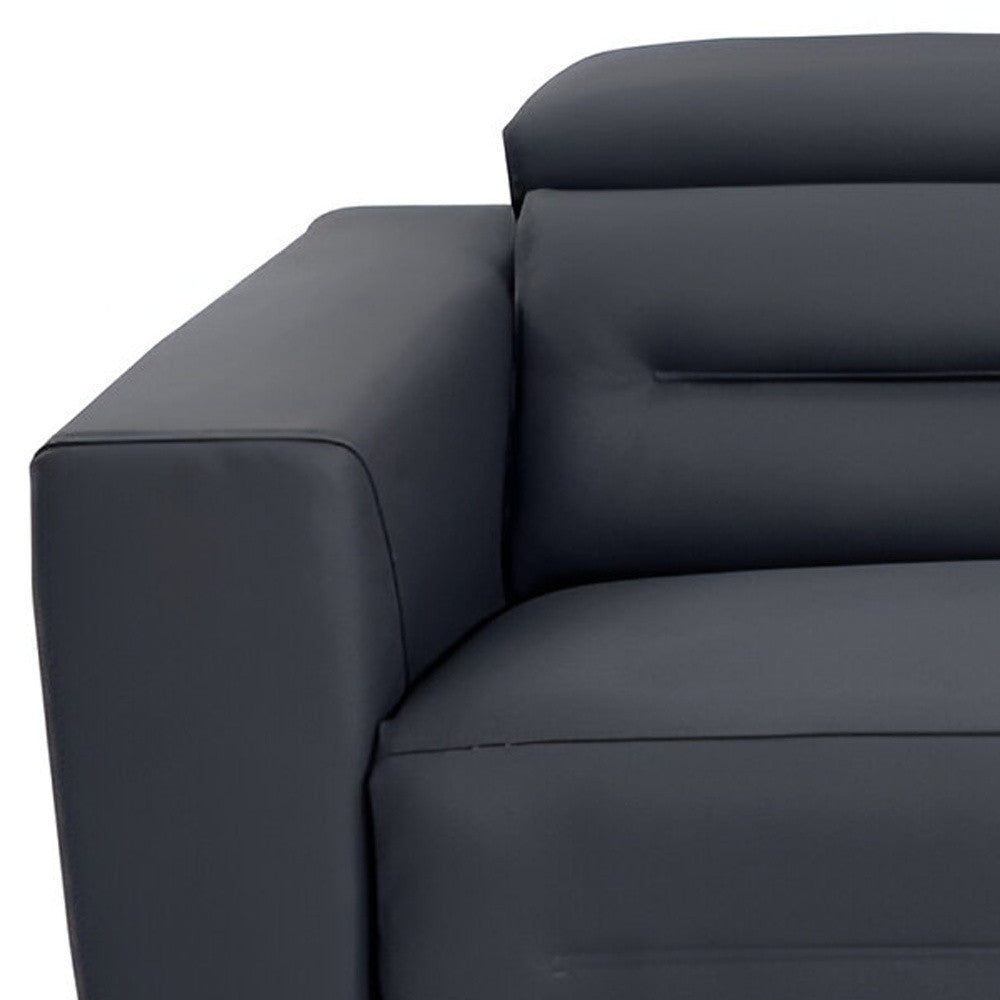 Gray Italian Leather USB Reclining Sofa With Black Legs By Homeroots | Sofas | Modishstore - 8