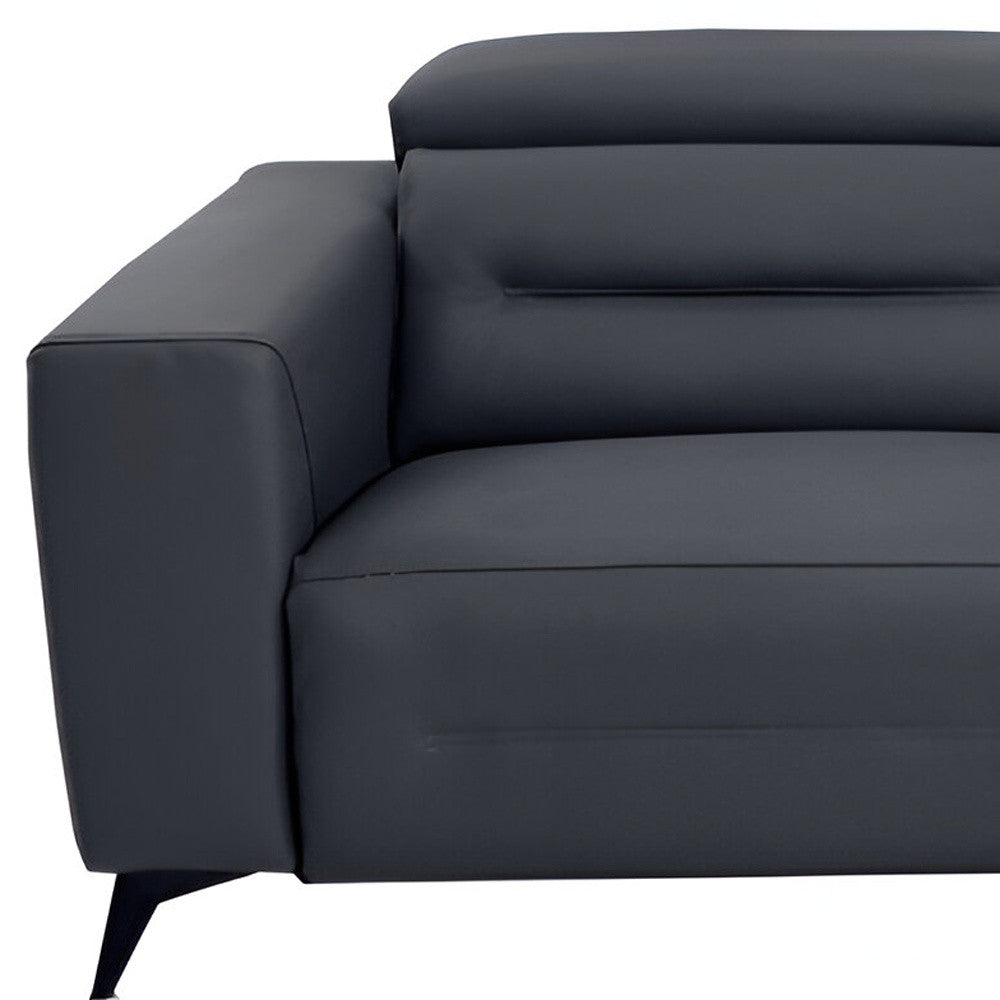 Gray Italian Leather USB Reclining Sofa With Black Legs By Homeroots | Sofas | Modishstore - 7