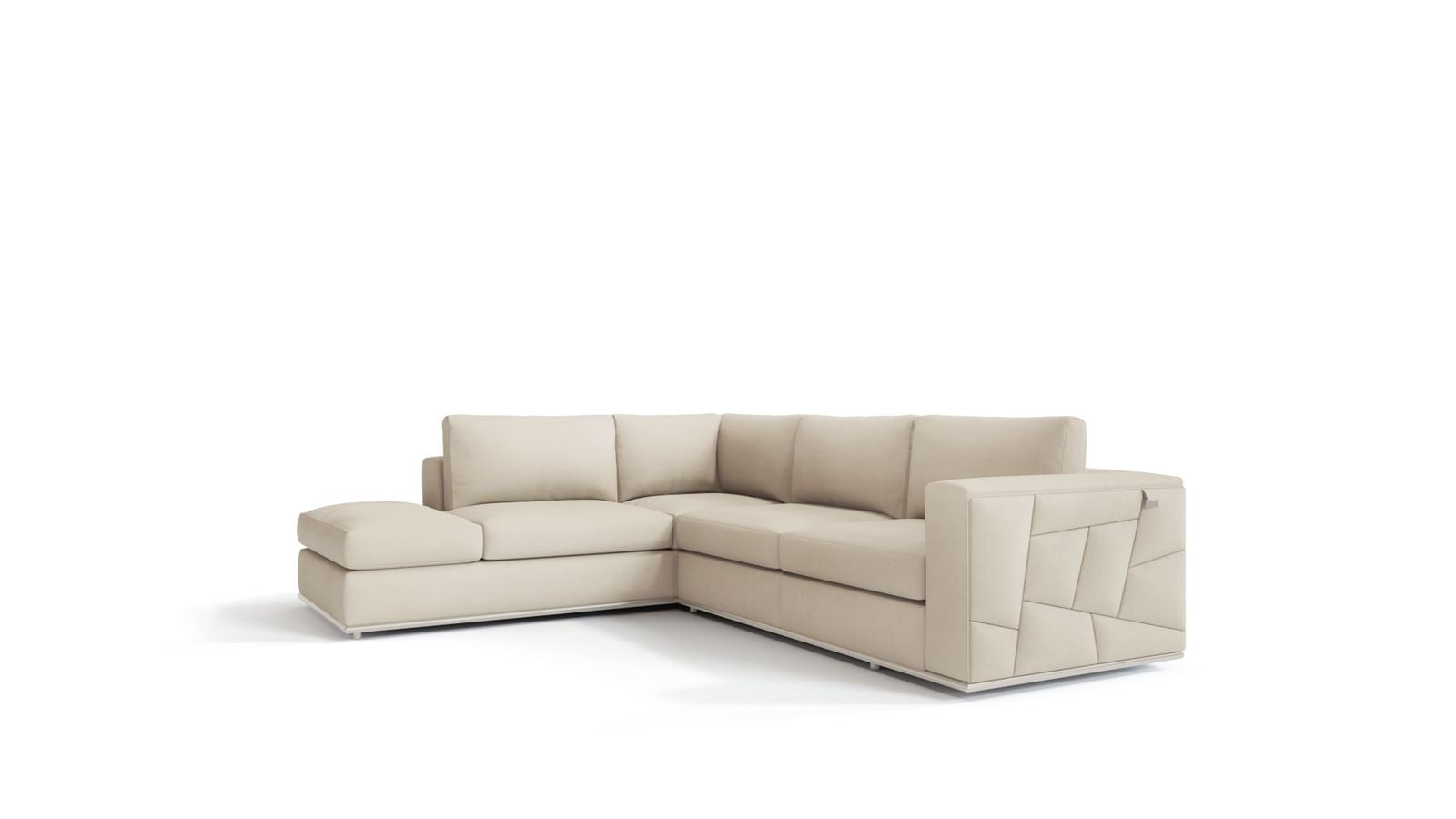 Beige Italian Leather Reclining L Shaped Two Piece Corner Sectional By Homeroots | Outdoor Sofas, Loveseats & Sectionals | Modishstore - 1
