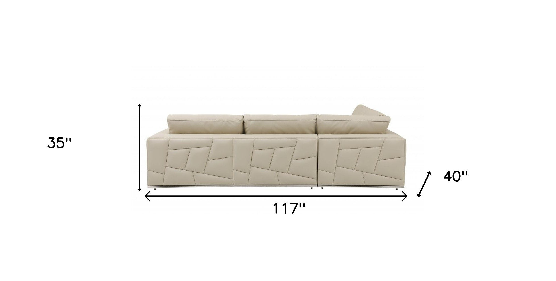 Beige Italian Leather Reclining L Shaped Two Piece Corner Sectional By Homeroots | Outdoor Sofas, Loveseats & Sectionals | Modishstore - 6
