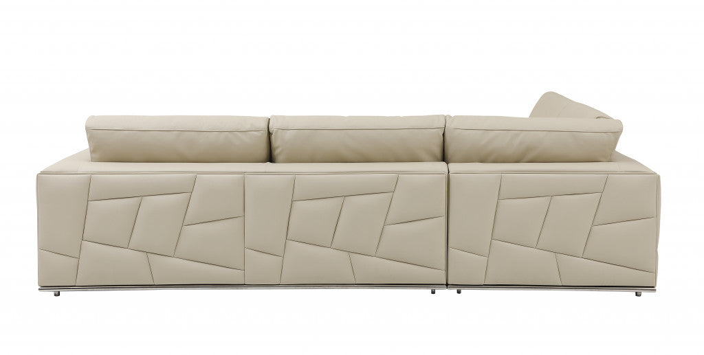 Beige Italian Leather Reclining L Shaped Two Piece Corner Sectional By Homeroots | Outdoor Sofas, Loveseats & Sectionals | Modishstore - 3