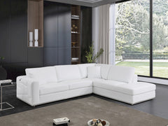 White Italian Leather Reclining L Shaped Two Piece Corner Sectional By Homeroots