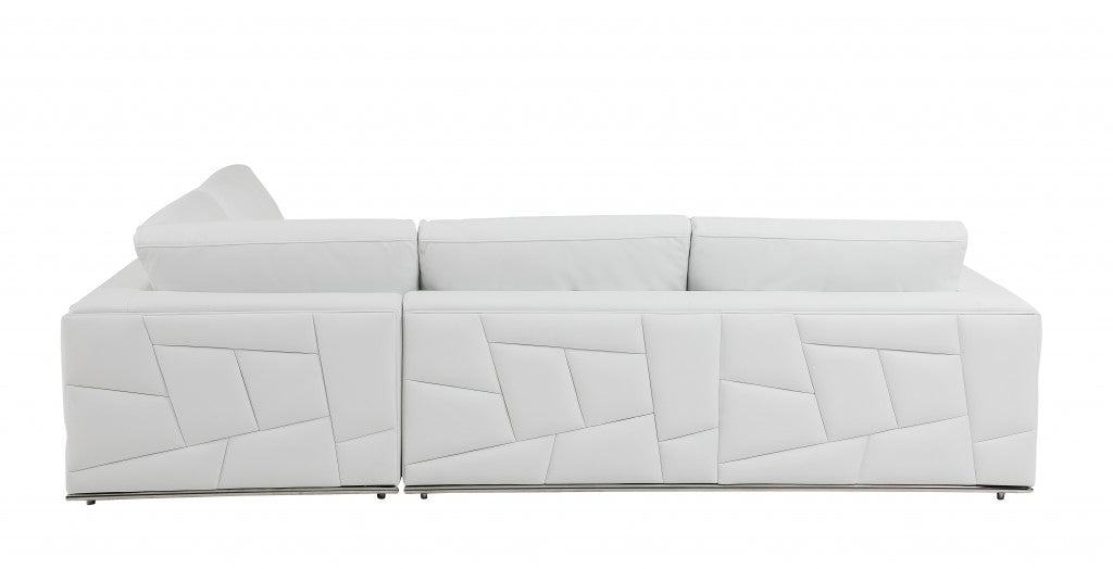 White Italian Leather Reclining L Shaped Two Piece Corner Sectional By Homeroots | Outdoor Sofas, Loveseats & Sectionals | Modishstore - 5
