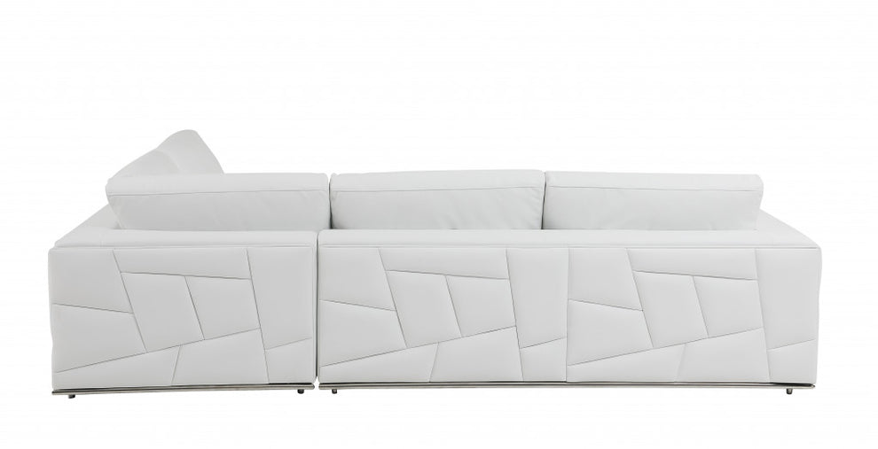 White Italian Leather Reclining L Shaped Two Piece Corner Sectional By Homeroots | Outdoor Sofas, Loveseats & Sectionals | Modishstore - 5
