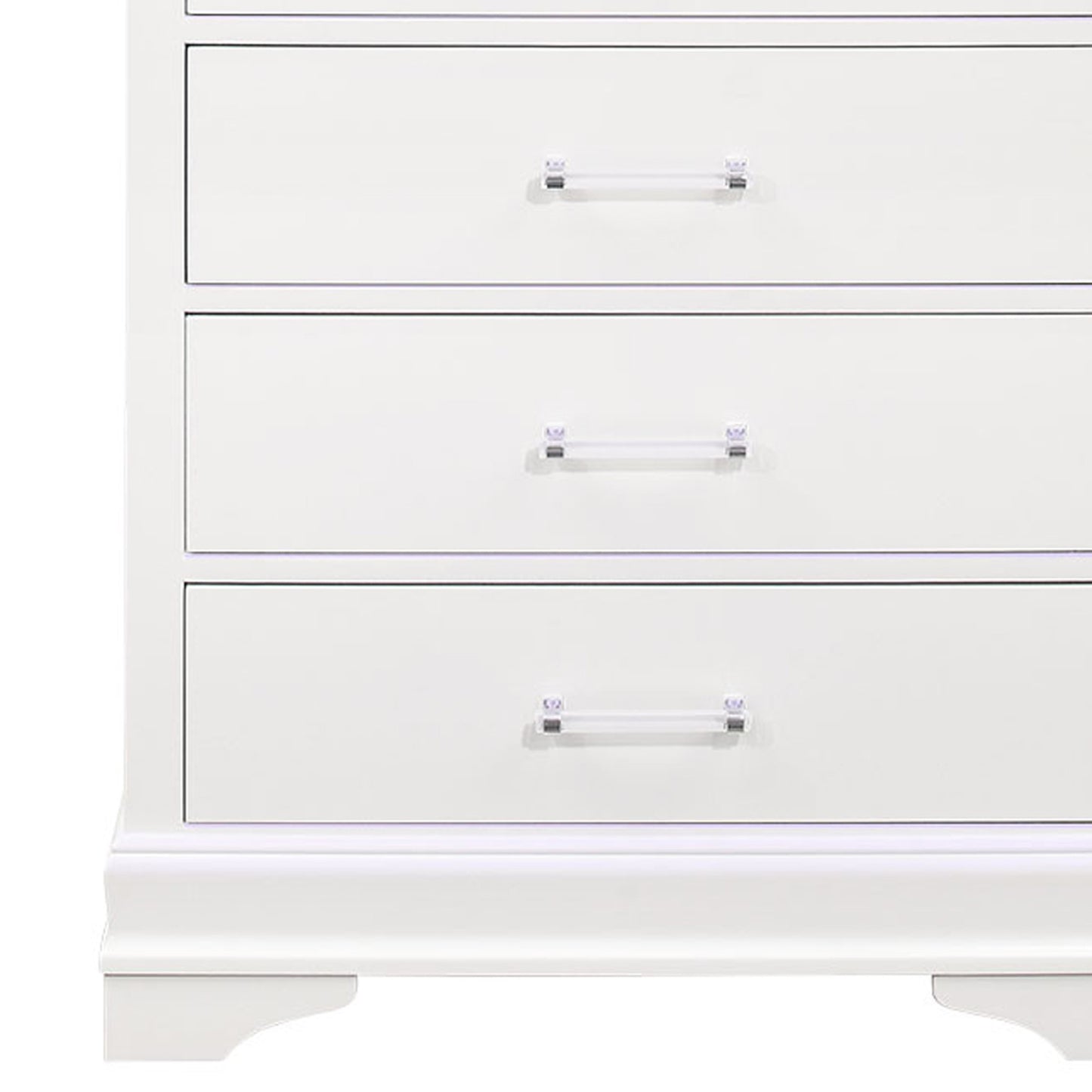 White Solid Wood Five Drawer Chest with LED Lighting By Homeroots | Dressers | Modishstore - 6