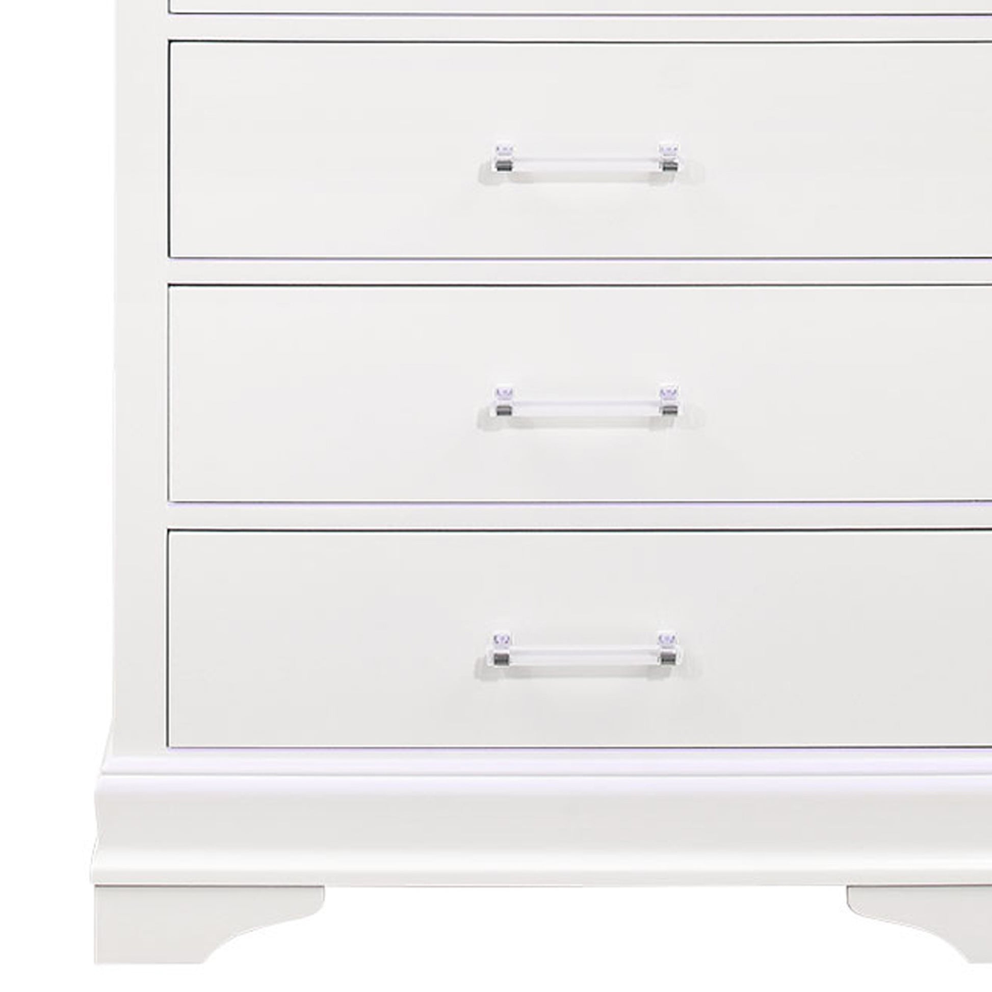 White Solid Wood Five Drawer Chest with LED Lighting By Homeroots | Dressers | Modishstore - 6
