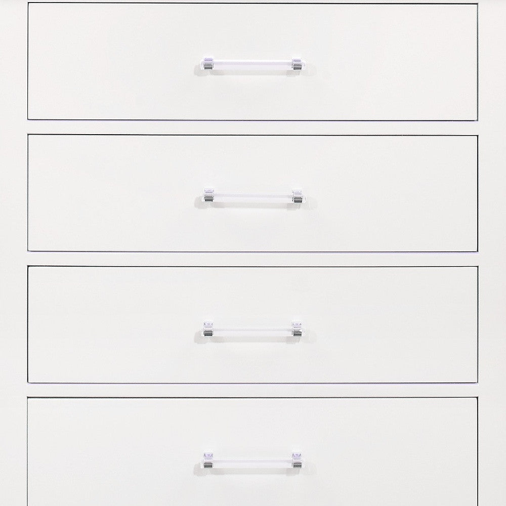 White Solid Wood Five Drawer Chest with LED Lighting By Homeroots | Dressers | Modishstore - 7