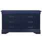 Blue Solid Wood Six Drawer Double Dresser By Homeroots | Dressers | Modishstore - 2