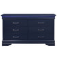 Blue Solid Wood Six Drawer Double Dresser By Homeroots | Dressers | Modishstore - 3