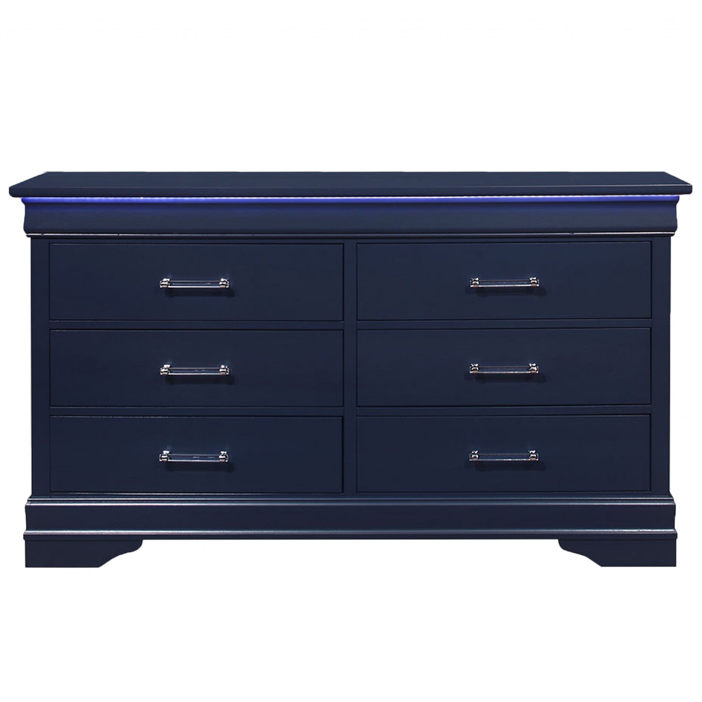 Blue Solid Wood Six Drawer Double Dresser By Homeroots | Dressers | Modishstore - 3
