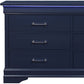 Blue Solid Wood Six Drawer Double Dresser By Homeroots | Dressers | Modishstore - 5