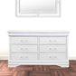 White Solid Wood Six Drawer Double Dresser with LED By Homeroots | Dressers | Modishstore - 4
