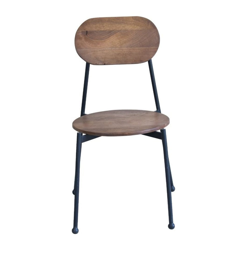 Set of Two Brown And Black Metal and Wood King Louis Back Dining Side Chairs By Homeroots | Dining Chairs | Modishstore - 2