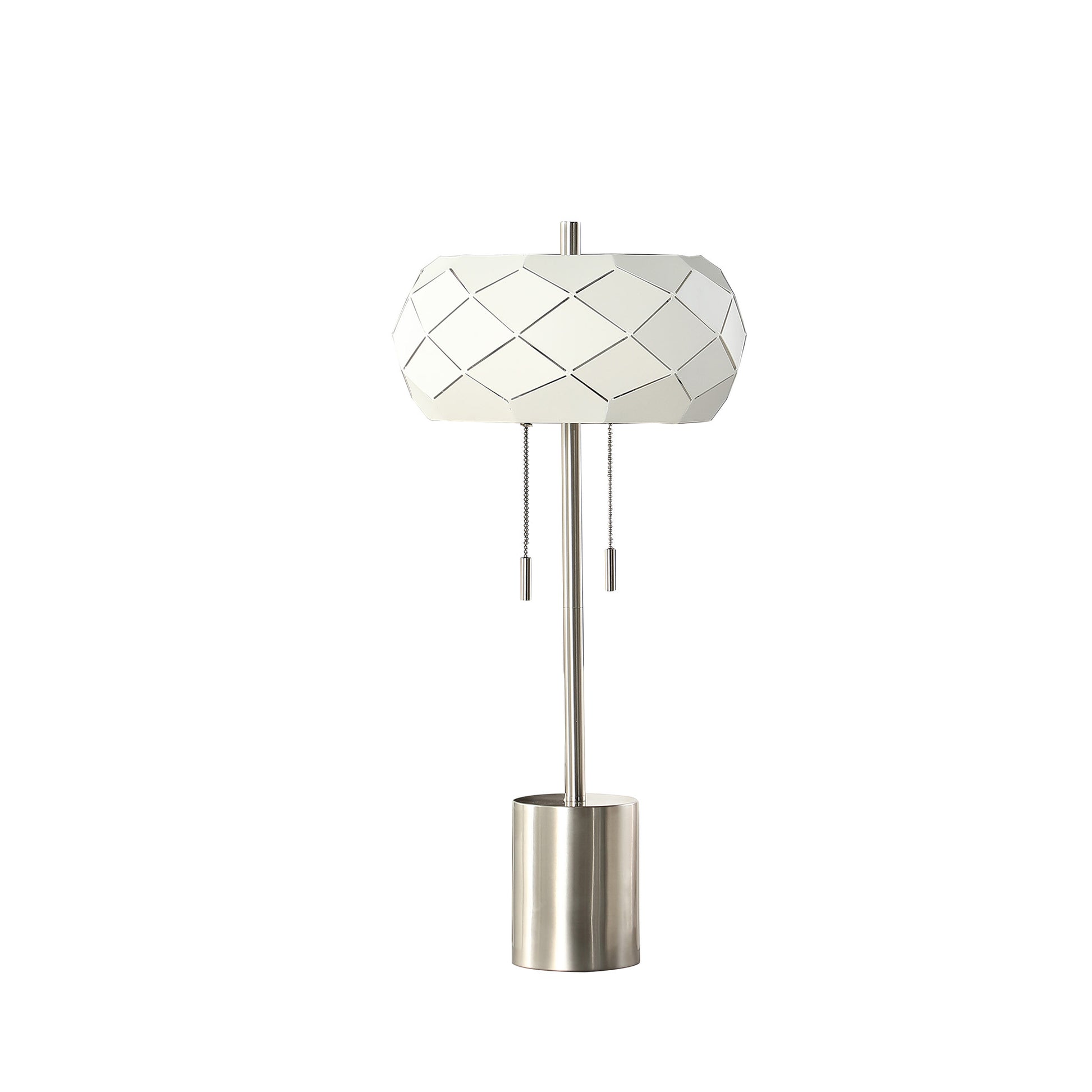 Silver Metal Table Lamp With Geometric Laser Cut Metal Shade By Homeroots | Table Lamps | Modishstore - 5