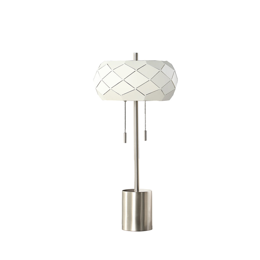 Silver Metal Table Lamp With Geometric Laser Cut Metal Shade By Homeroots | Table Lamps | Modishstore - 5