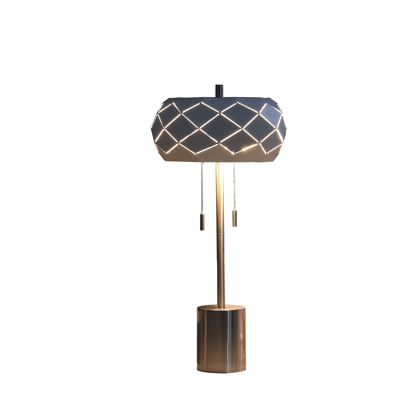 Silver Metal Table Lamp With Geometric Laser Cut Metal Shade By Homeroots | Table Lamps | Modishstore - 2