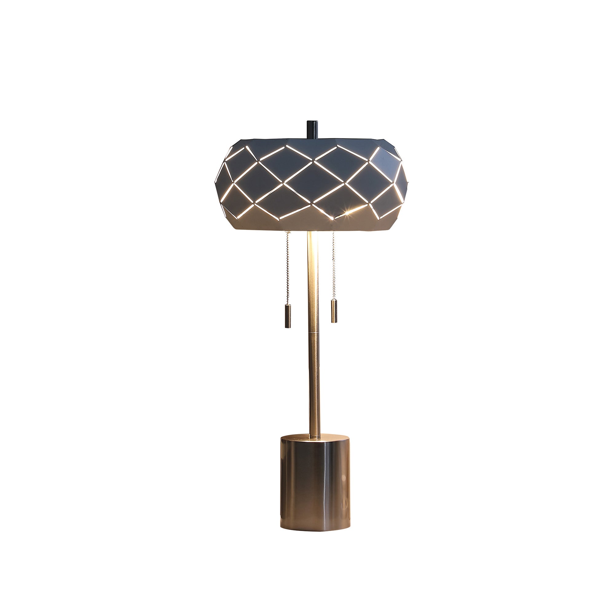 Silver Metal Table Lamp With Geometric Laser Cut Metal Shade By Homeroots | Table Lamps | Modishstore - 2