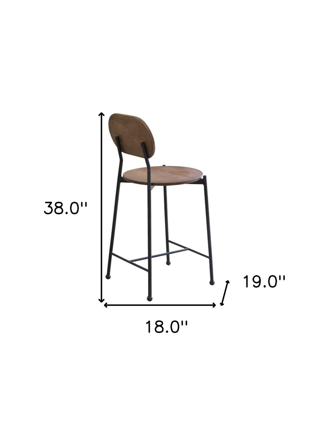 Brown And Black Iron Low Back Bar Height Bar Chair By Homeroots | Bar Stools | Modishstore - 6
