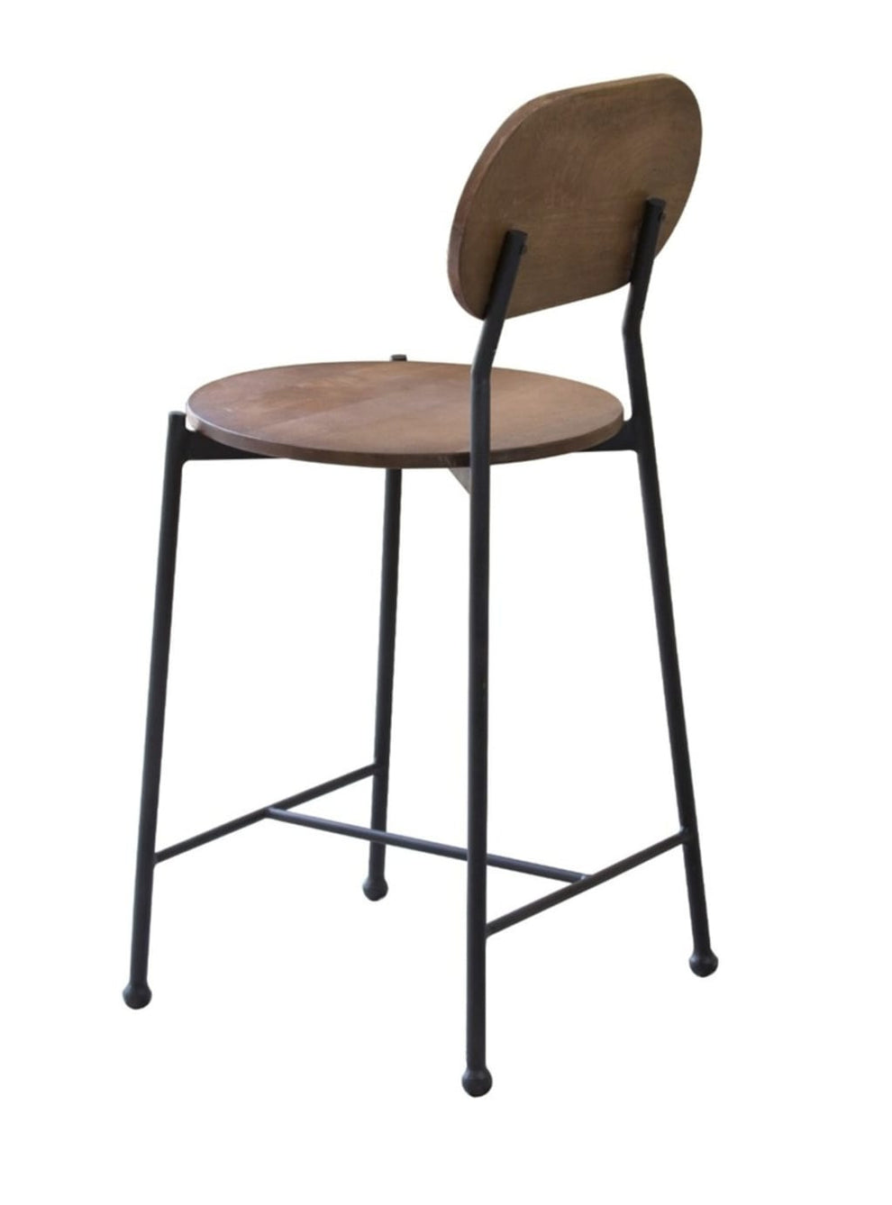 Brown And Black Iron Low Back Bar Height Bar Chair By Homeroots | Bar Stools | Modishstore - 3
