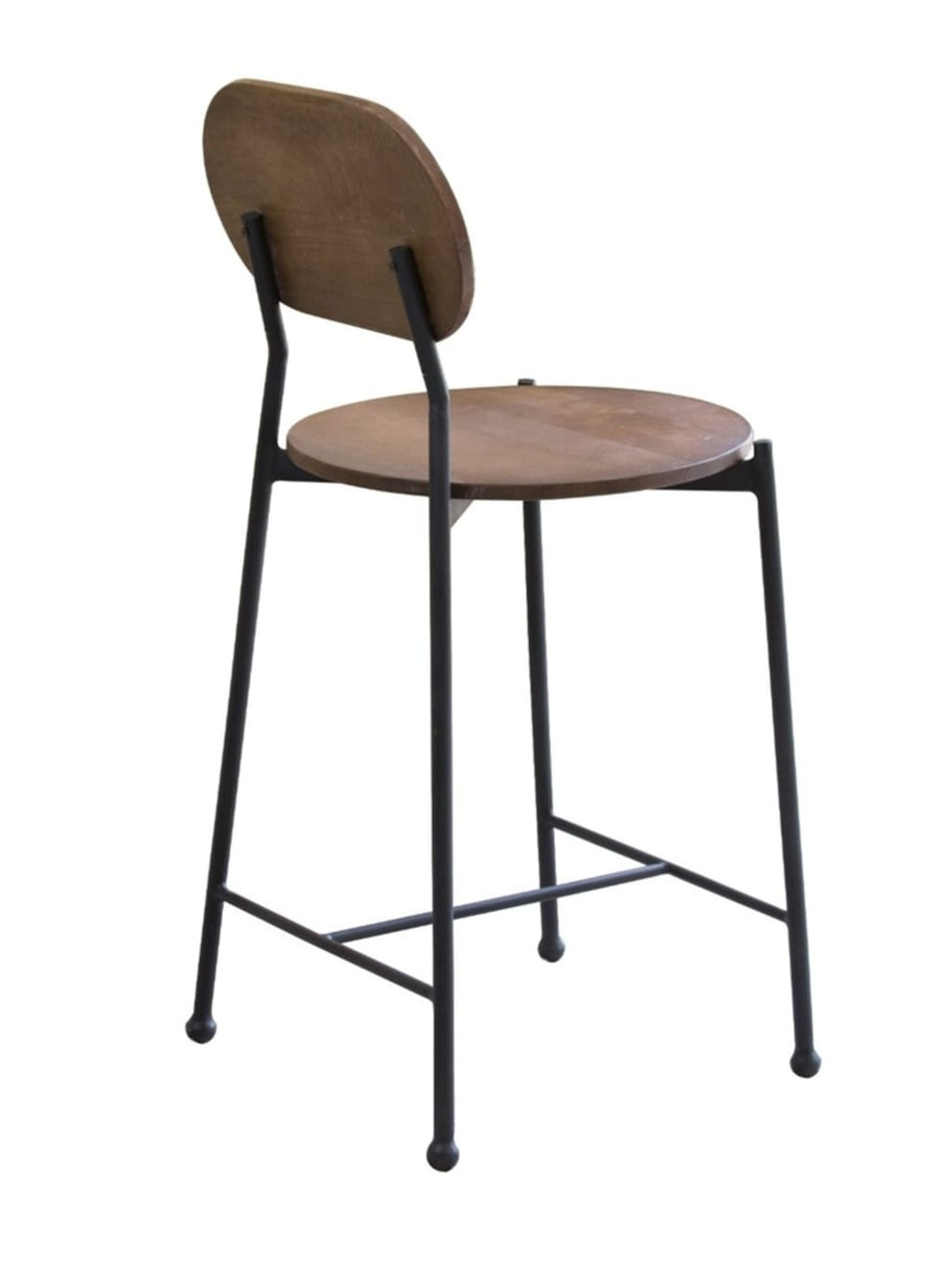 Brown And Black Iron Low Back Bar Height Bar Chair By Homeroots | Bar Stools | Modishstore - 4