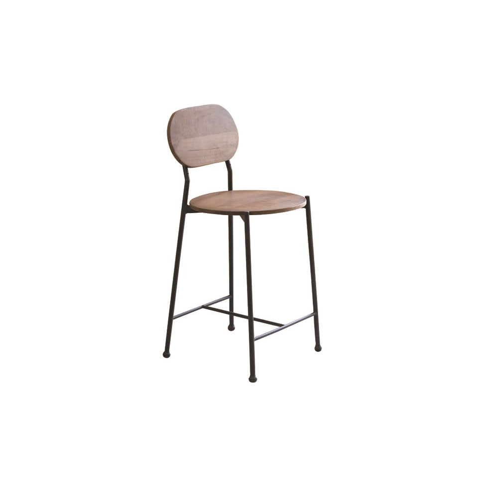Brown And Black Iron Low Back Bar Height Bar Chair By Homeroots | Bar Stools | Modishstore - 2