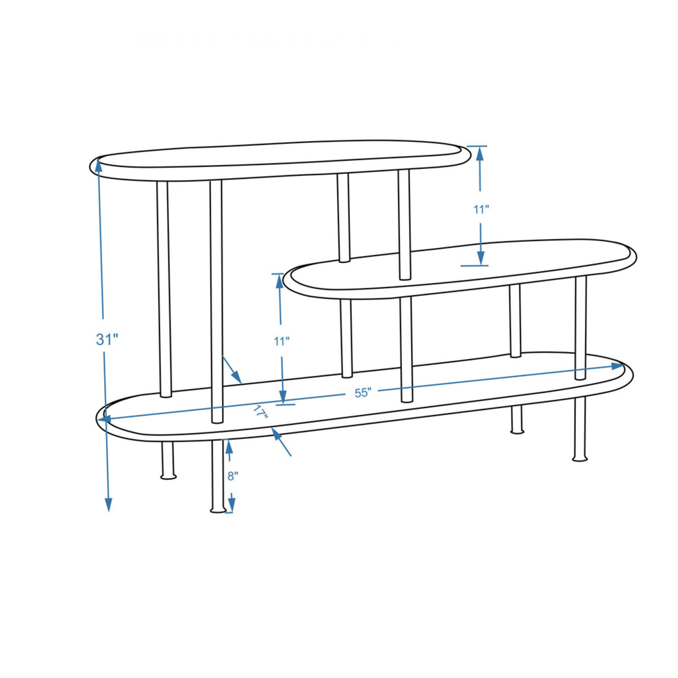 25 White And Gray Iron and Solid Wood Three Tier Bookcase By Homeroots | Bookcases | Modishstore - 7