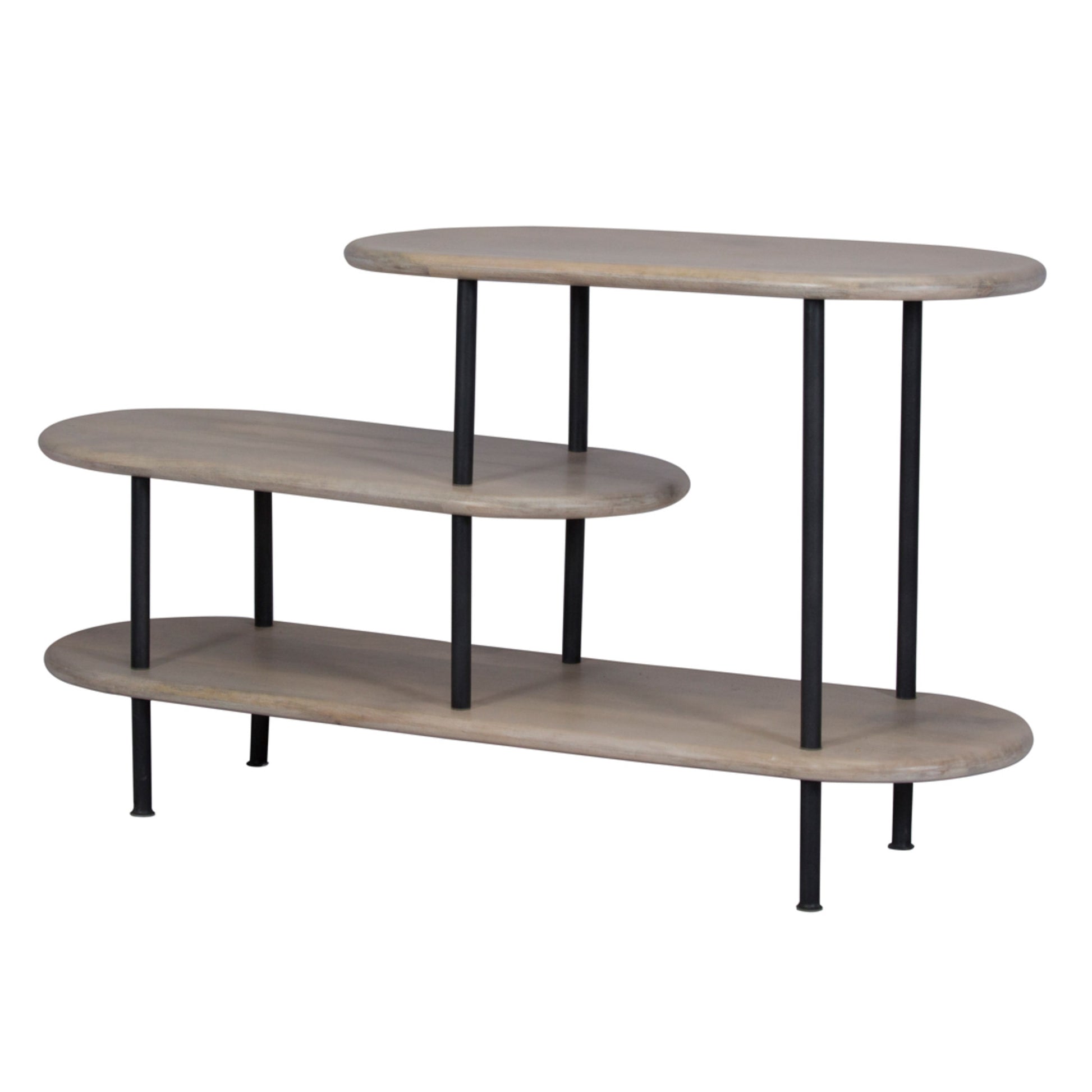 25 White And Gray Iron and Solid Wood Three Tier Bookcase By Homeroots | Bookcases | Modishstore - 2