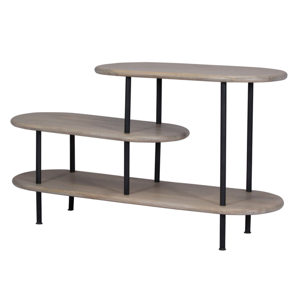 25 White And Gray Iron and Solid Wood Three Tier Bookcase By Homeroots | Bookcases | Modishstore - 2