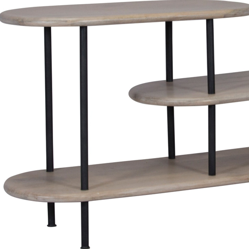 25 White And Gray Iron and Solid Wood Three Tier Bookcase By Homeroots | Bookcases | Modishstore - 6