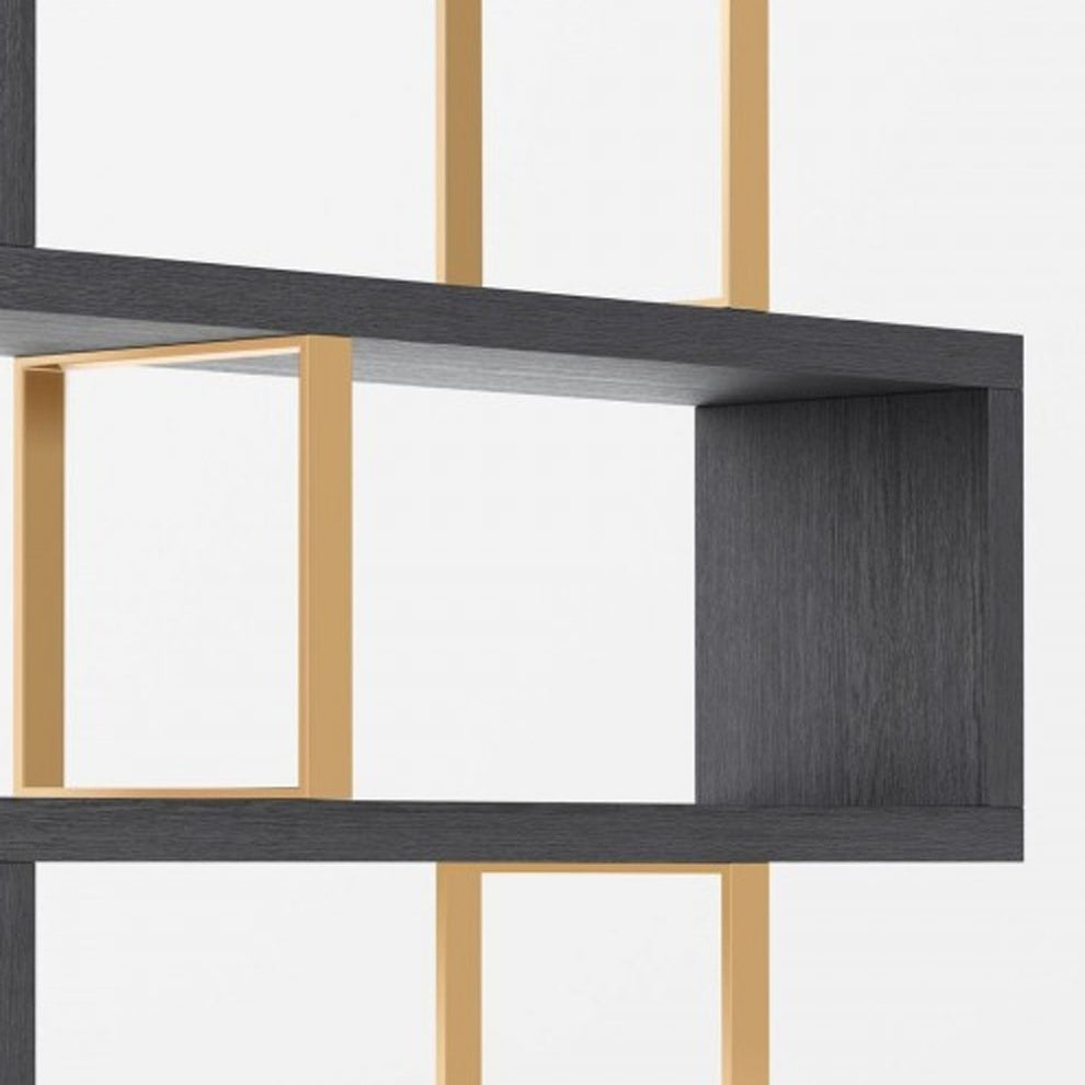 Gold And Gray Four Tier Bookcase By Homeroots | Bookcases | Modishstore - 4