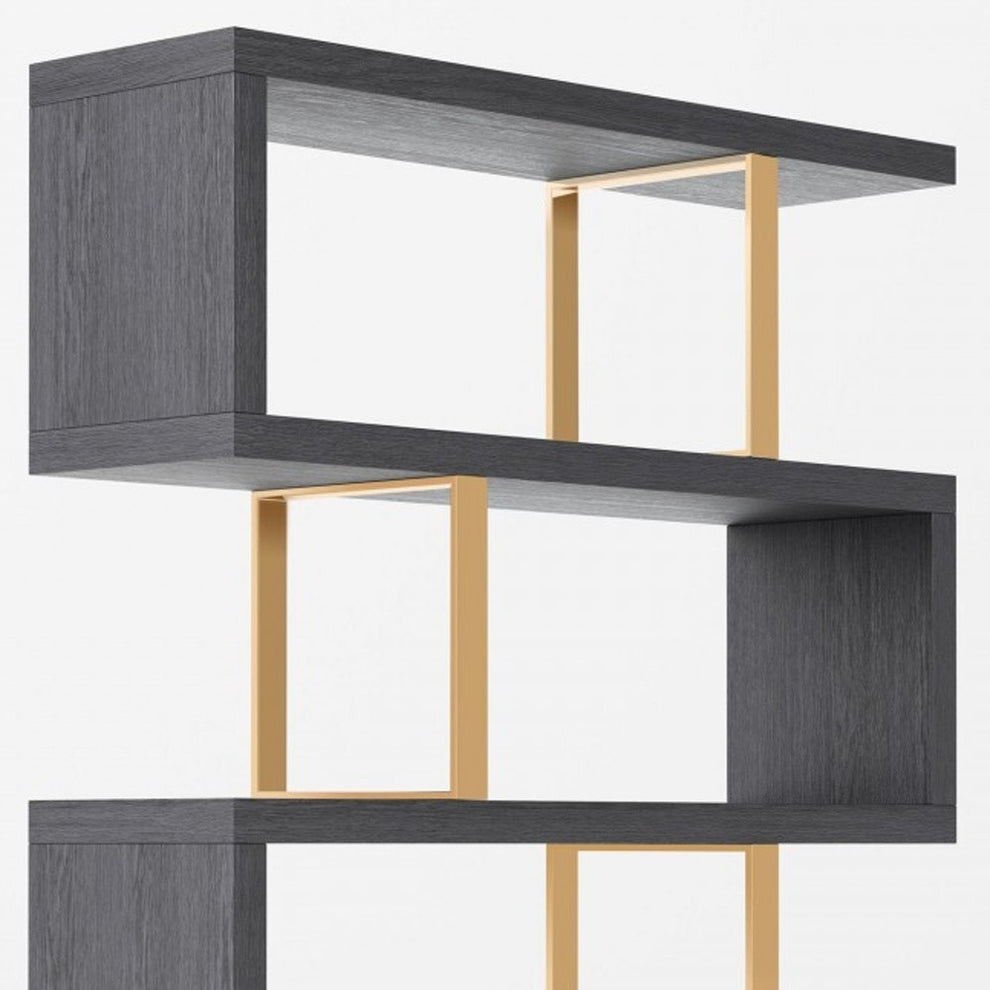Gold And Gray Four Tier Bookcase By Homeroots | Bookcases | Modishstore - 5