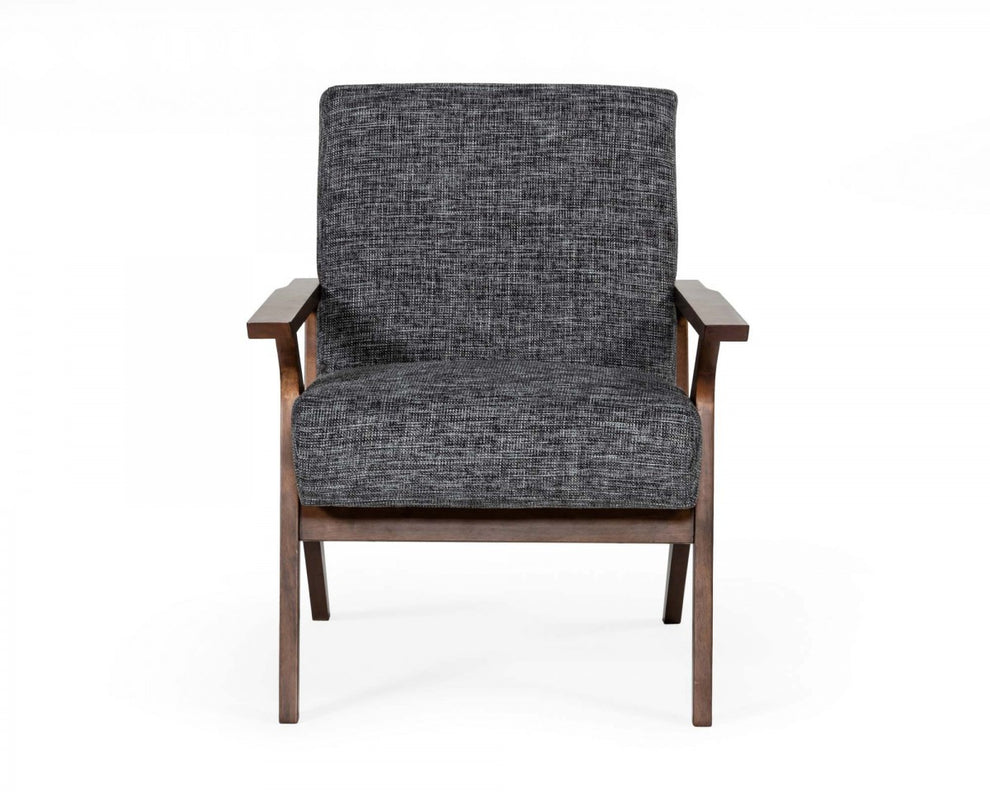 Gray And Brown Upholstered Arm Chair By Homeroots | Accent Chairs | Modishstore - 3