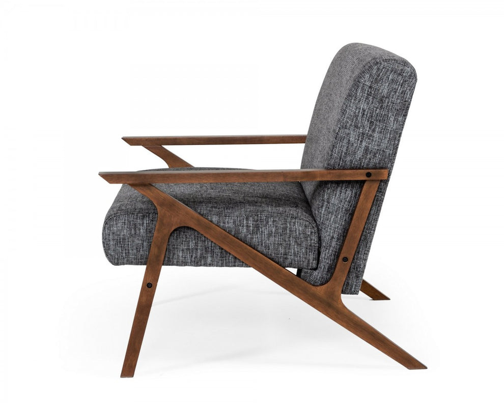 Gray And Brown Upholstered Arm Chair By Homeroots | Accent Chairs | Modishstore - 4
