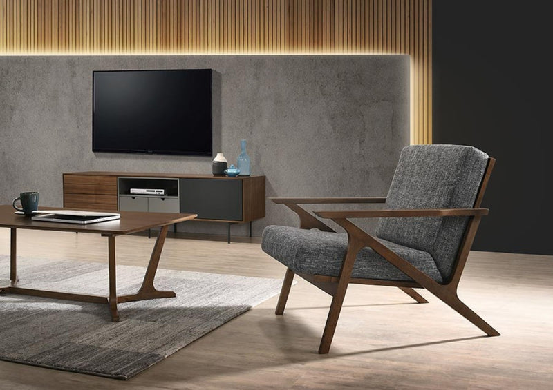 Gray And Brown Upholstered Arm Chair By Homeroots | Accent Chairs | Modishstore - 1