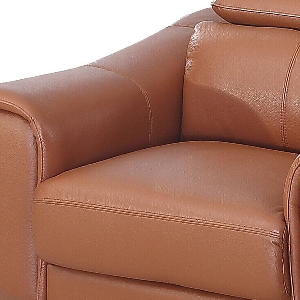 Orange And Silver Genuine Leather Lounge Chair By Homeroots | Accent Chairs | Modishstore - 2