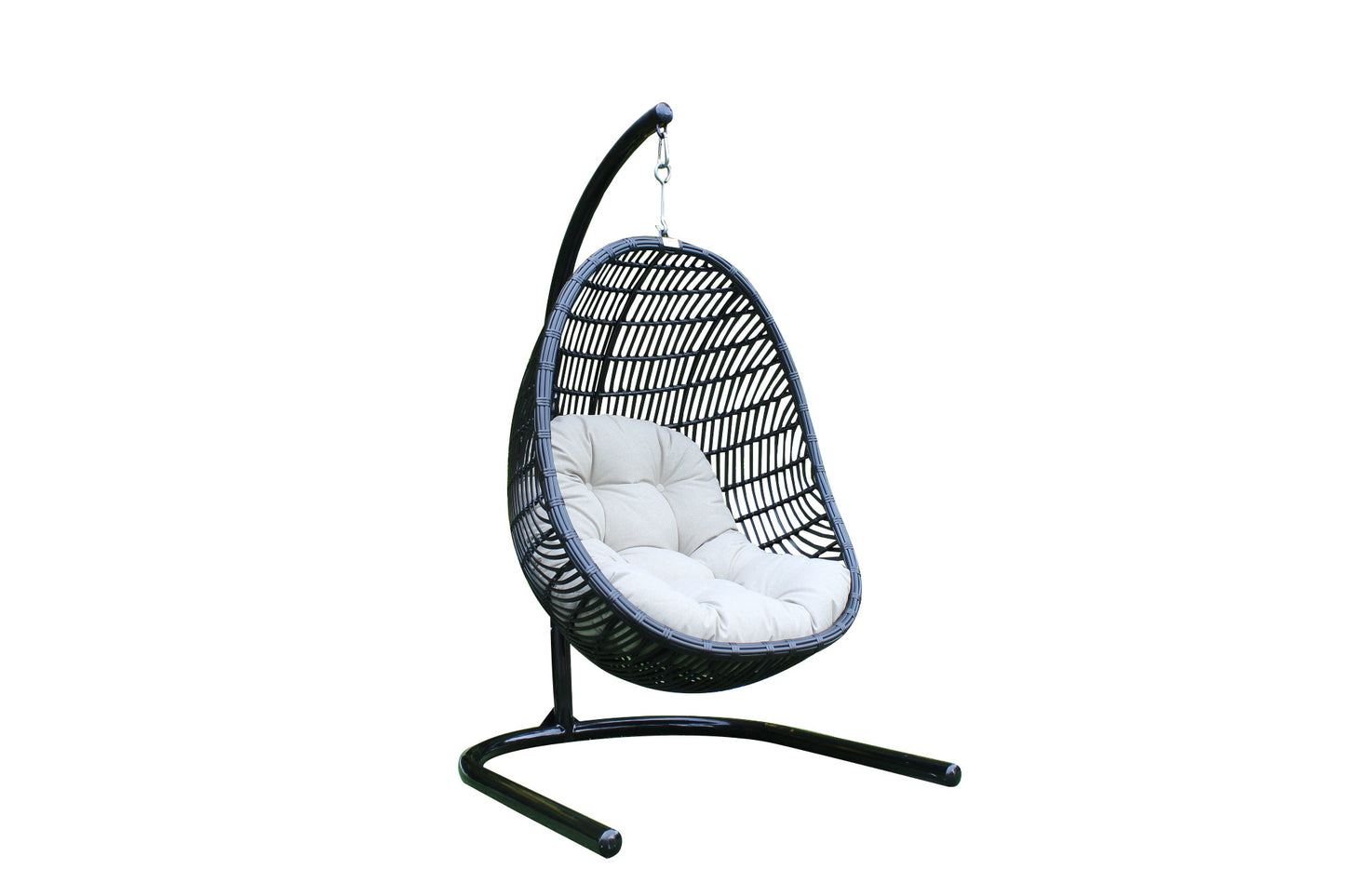 Beige Aluminum Outdoor Swing Chair with Beige Cushion By Homeroots | Outdoor Chairs | Modishstore - 2