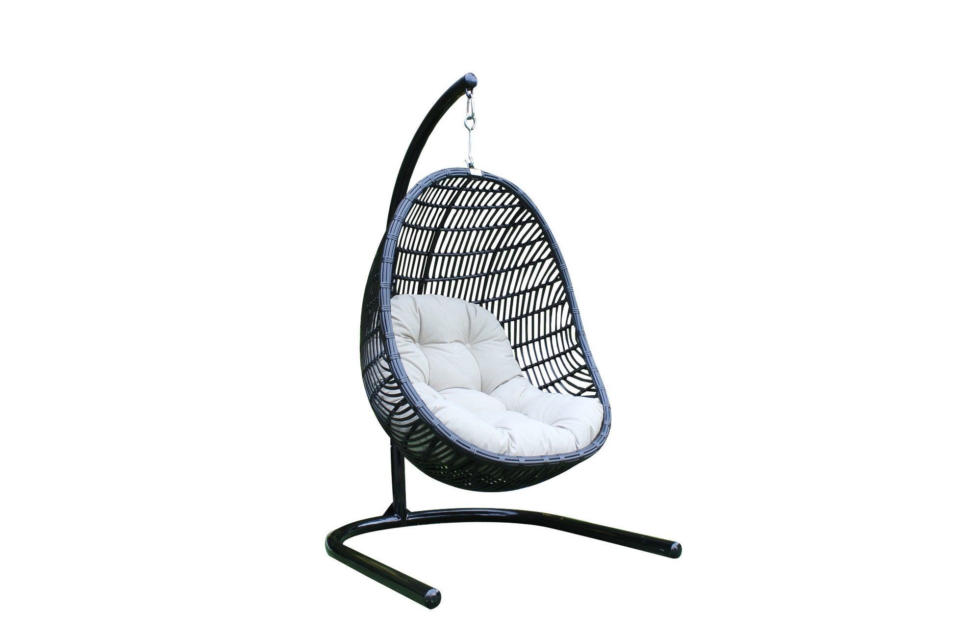 Beige Aluminum Outdoor Swing Chair with Beige Cushion By Homeroots | Outdoor Chairs | Modishstore - 2