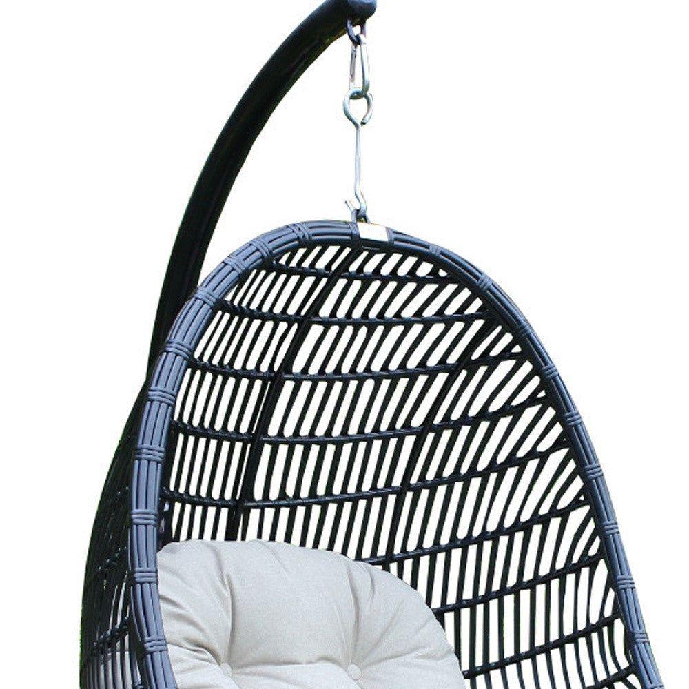 Beige Aluminum Outdoor Swing Chair with Beige Cushion By Homeroots | Outdoor Chairs | Modishstore - 4